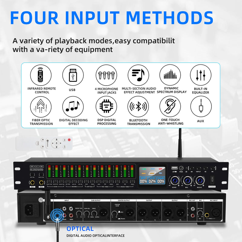 FULUODE K-6 Professional KTV digital stage effects processor anti-popping audio processor karaoke mixer reverb unit with DSP