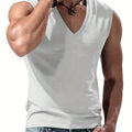Men's V-neck Sleeveless Vest For Slimming And Muscle Building, Daily Wear, Simple Fashion, And A Strong Sense Of Power Top
