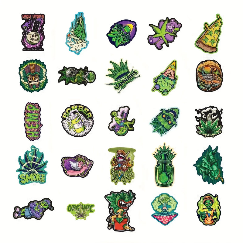 50pcs Leaves Stickers For Water Bottles, Vinyl Waterproof Stickers For Laptop, Skateboard, Computer For Teens Kids Girls Adults