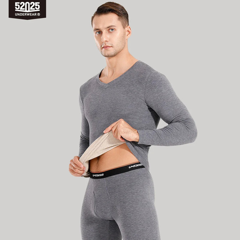 52025 Fleece-Lined Thermal Underwear – Warm, Double-Faced Two-Tone Base Layer for Men & Women with Touch of Silk and Wool