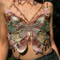 Women's Butterfly Embroidered Top Crystal Chain | SAMAG