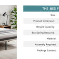 HOOMIC Metal Bed Frame with Upholstered Finely Stitched Headboard, Linen Fabric, Sturdy Foundation, No Box Spring Needed