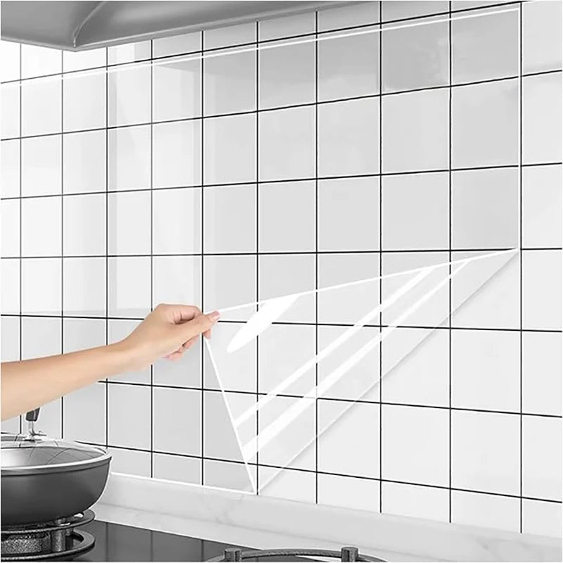 1 Roll of Transparent Waterproof Anti Fouling Electrostatic Adsorption Wall Sticker for Kitchen Living Room and Household Use