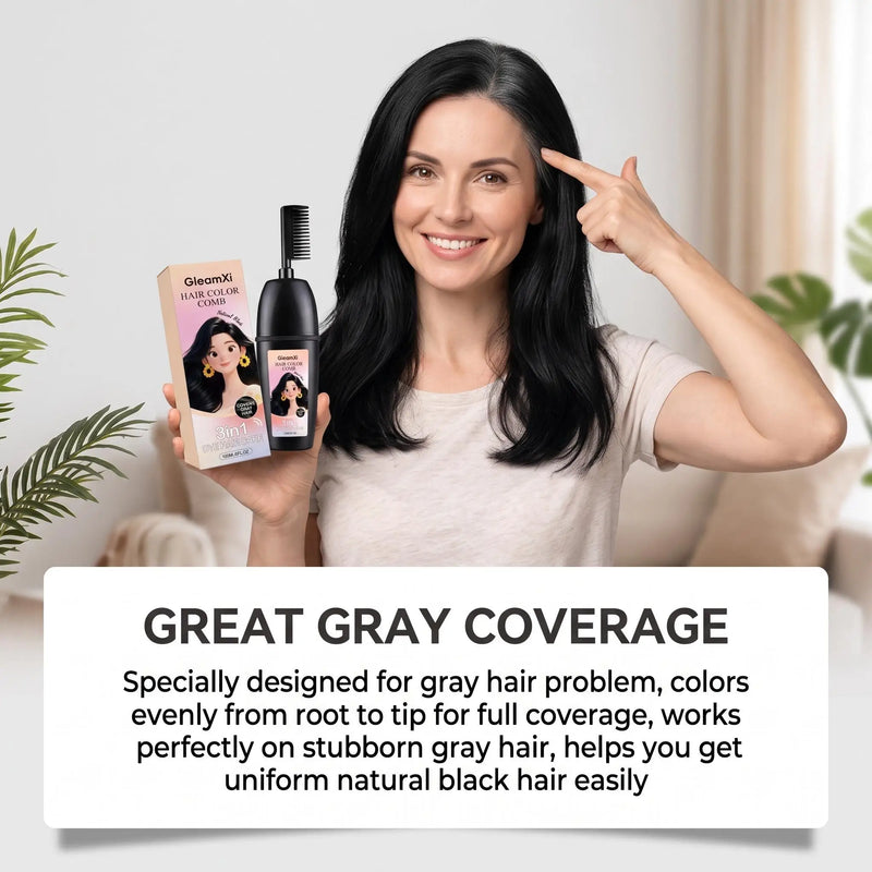 Herbal Hair Dye Comb 3-in-1 Quick Natural Plant Extract Deep Nourish Repair Roots Boost Vitality Long Lasting Mild Formula Gray Coverage Natural Hair Color Comb