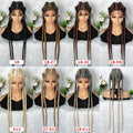 32 inches Large Four Braid Lace Wig for Black Women Braided Wig  Full Lace Box Braids Wig Women Synthetic Braided