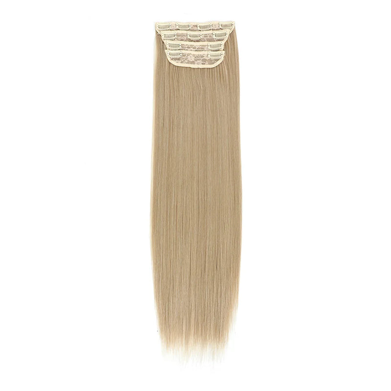 Straight High Temperature Fiber 11 Clips Ins Hair Extensions 24 Inch Orange Brown Synthetic Hair Daily Use Hair Pieces For Women
