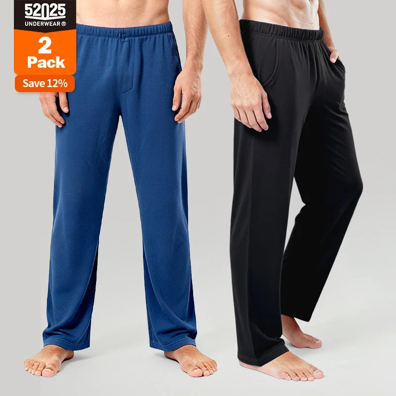 52025 Men's 100% Cotton Pajama Lounge Pants – Relaxed Fit, Side Pockets and Breathable Everyday Comfort