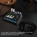 4-Channel Small Audio Mixer with Bluetooth, Usb, Mp3, 48V Phantom Power, for Mobile Phone and Computer Live Streaming, K-Song Mixer