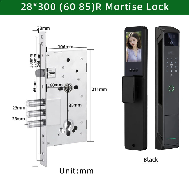 RAYKUBE 21-language Voice Tuya WiFi Camera Palm Vein Smart Fingerprint Lock Face Recognition Digital Lock With Video Call P85