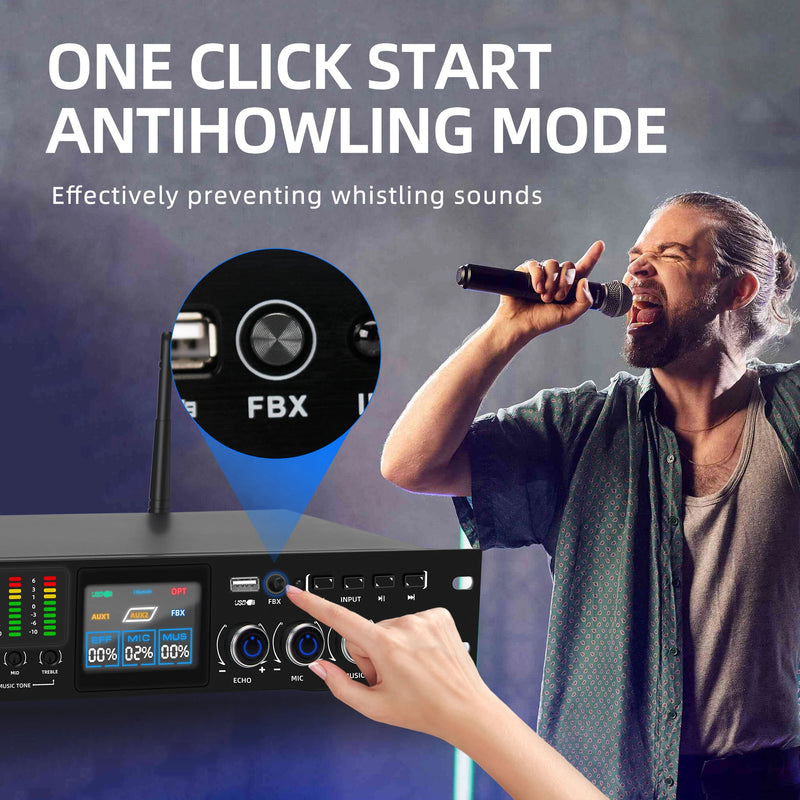 FULUODE K-6 Professional KTV digital stage effects processor anti-popping audio processor karaoke mixer reverb unit with DSP