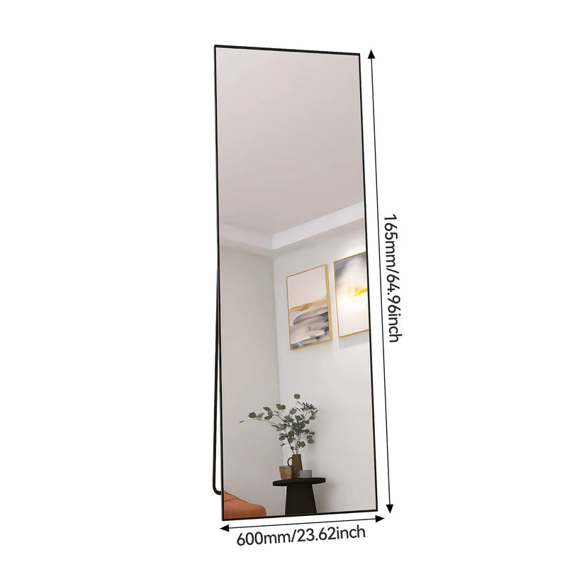 Foot mirror, 165x60, mirror full length, toilet mirror, aluminum alloy frame, living room, bedroom, Black