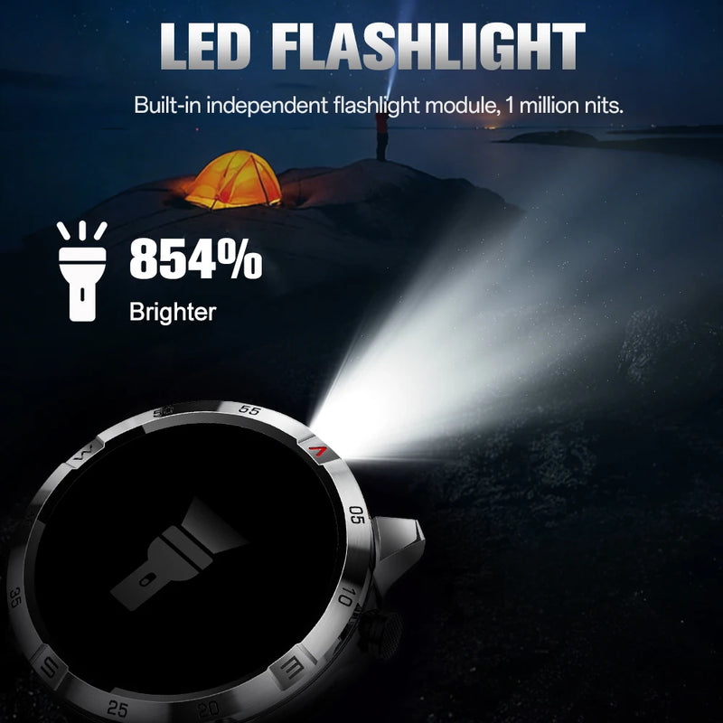 Aolon GT6 PRO Military Smart Watch Compass Flashlight AMOLED Bluetooth Call Smartwatch 1ATM Waterproof For Outdoor Double Strap