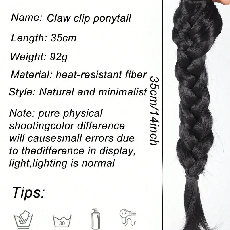 Synthetic Braided Ponytail Wig With Claw Clip Elegant Curly Wave Braids Ponytail Extension For Women Heat Resistant Fiber Hair