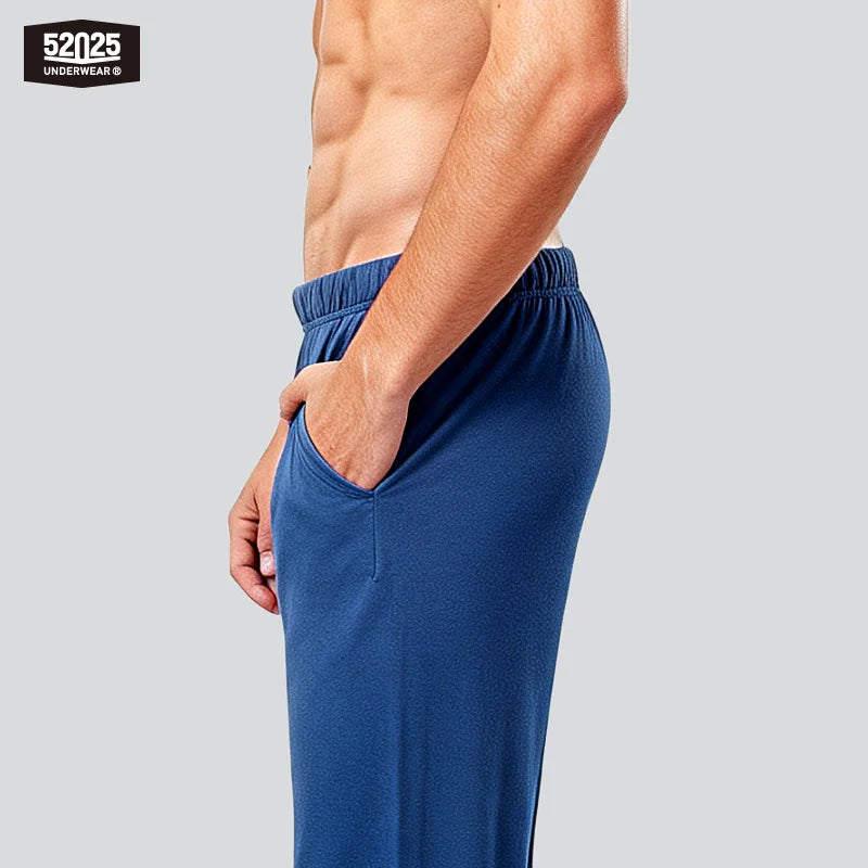 52025 Men's 100% Cotton Pajama Lounge Pants – Relaxed Fit, Side Pockets and Breathable Everyday Comfort