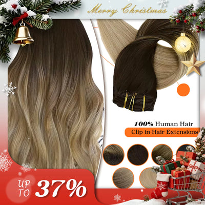 Full Shine Clip in Hair Extensions Human Balayage 120g | SAMAG