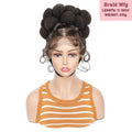 Synthetic Braided Wigs Hand-tied Full Lace Braided Wig with Baby Hair Afro Short Wigs Knotless Box Braids Wigs for Black Women