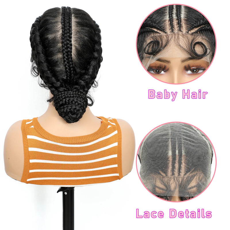 10 inch  Synthetic Full Lace Handmade  Knotless Braids low ponytail bun  can be unraveled Knotless Braids Wigs for women