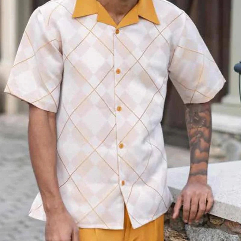 Summer New Printed Men's Top + Trousers Casual Suit Shirt Pants 2 - Piece Fashion Harajuku Retro Party - View 10 | SAMAG