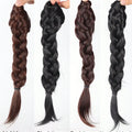 Synthetic Braided Ponytail Wig With Claw Clip Elegant Curly Wave Braids Ponytail Extension For Women Heat Resistant Fiber Hair