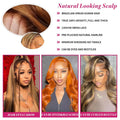 13x4 5x5 Glueless HD Lace Closure Wig 4/27 Highlight Straight Human Hair Pre Plucked Hairline 250 Density Wigs For Women