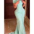 Mila Customized Mint Detachable Cape Mermaid Prom Dress | SAMAG