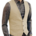 Men's V-Neck Suit Vests Fashion Formal Slim Fit Business Herringbone Dress Waistcoat for Tuxedo Wedding Party