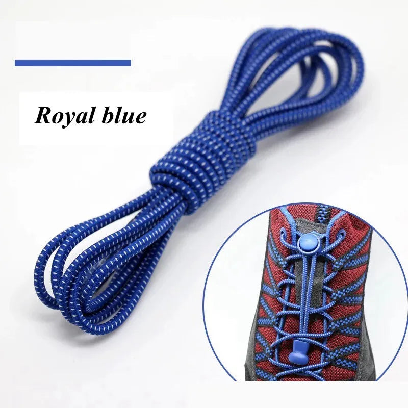 1 Pair 22 Colors Elastic Hiking Shoelaces Round Locking No Tie Shoe Laces Kids Adult Quick Lazy Laces Rubber Sneakers Shoelace