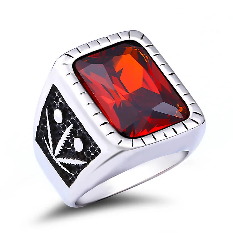 BEIER Stainless steel Cool Unique Black Stone Ring Titanium Steel Retro Old Totem Jewelry For Man Factory Price Sale BR8-334