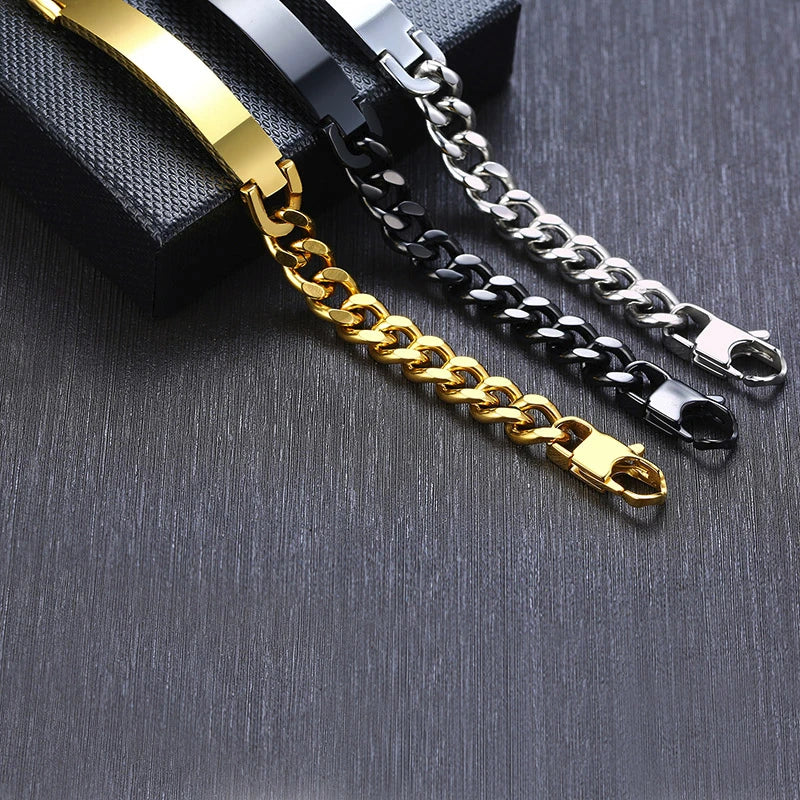 Vnox 9mm Stainless Steel ID Bracelets for Men Personalize Name Image Unique Gift Link Chain - Visuel 3 | SAMAG