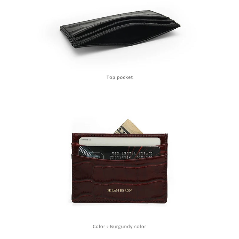Custom Name Monogram Luxury Genuine Leather Men Wallet Card Holder Crocodile Pattern Gift for Girlfriend Boyfriend Friend Her