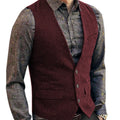 Men's V-Neck Suit Vests Fashion Formal Slim Fit Business Herringbone Dress Waistcoat for Tuxedo Wedding Party