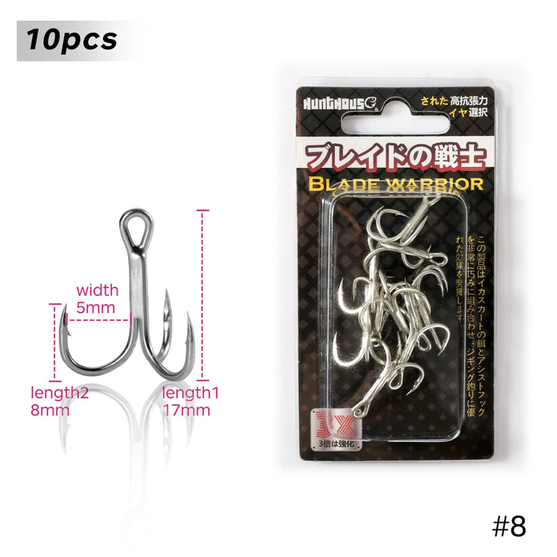 Hunthouse Treble Fishing Hook With Spoon 4# 6# 8# For Hard Lure 3X Strong 4pcs/lot Hight Carbon Steel Accessories