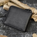 Men Crazy horse Genuine Leather Coin Wallet Real Leather Snap Short Purse Women Coin Pocket Zip Around Small Trifold Pocket