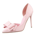 Korean Fashion Women's Shoes Wedding Bow High Heels Stiletto Heels Shallow Pointed Head Side Empty Thin Shoes