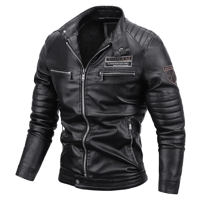 Maxulla Winter Men's PU Jackets Casual Man Warm Motorcycle Leather Jacket Male Slim Fit Windbreaker Biker Leather Coats Clothing