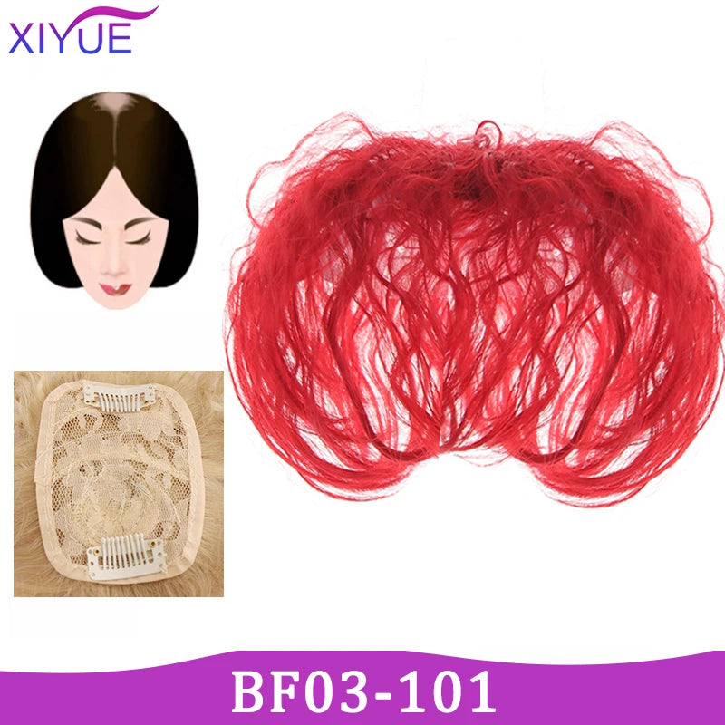 XIYUE Natural Black Brown Hair Topper With Bangs Clip In Hair Extensions Hairpieces Heat Resistant Fiber For Women