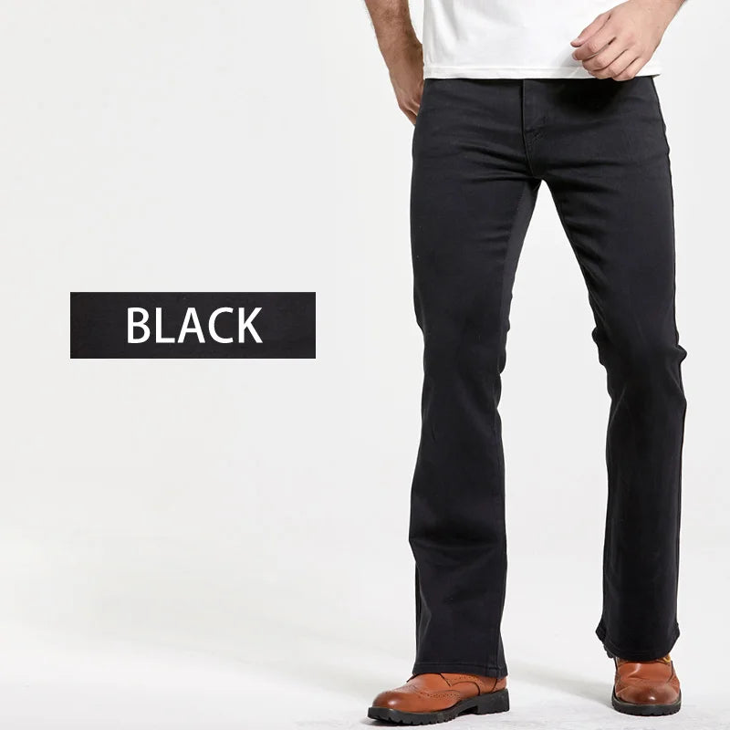 Men's Boot Cut Jeans Slightly Flared Slim Fit Blue Black | SAMAG
