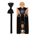 Fashion Suspenders Men Elastic Band Bowtie Set Leather 6 Clips Brace Male Vintage Casual Wedding Party - Visuel 7 | SAMAG
