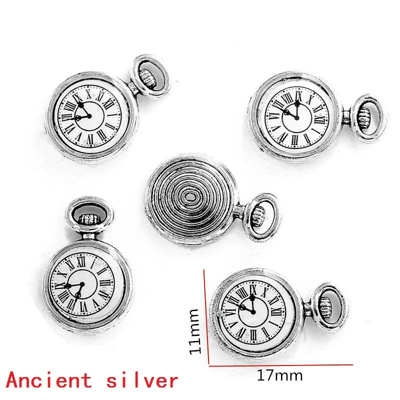 10 pcs Enamel charms antique bronze metal watch pendants fit diy necklace bracelet charms for Jewelry making W80
