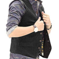 Slim Mens Vest Tweed Waistcoat Vest Vintage Herringbone V-neck Casual Wool Groomsmen Suits Vest For Wedding XS-5XL