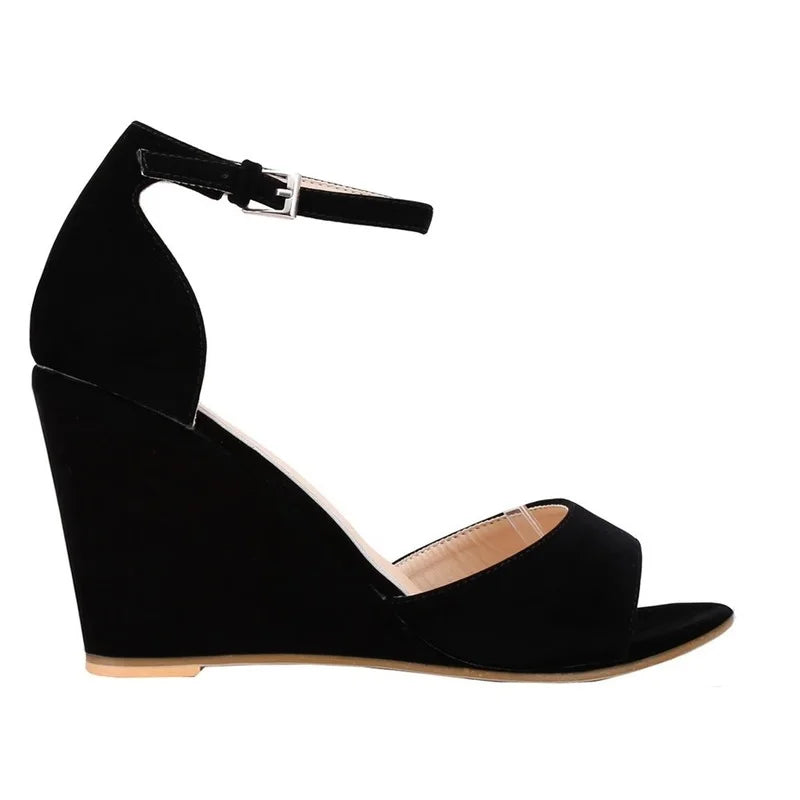 Women's Open Toe Ankle Strap Buckle Wedge High Heels Sandals Party Wedding Dress Ladies Sexy Shoes