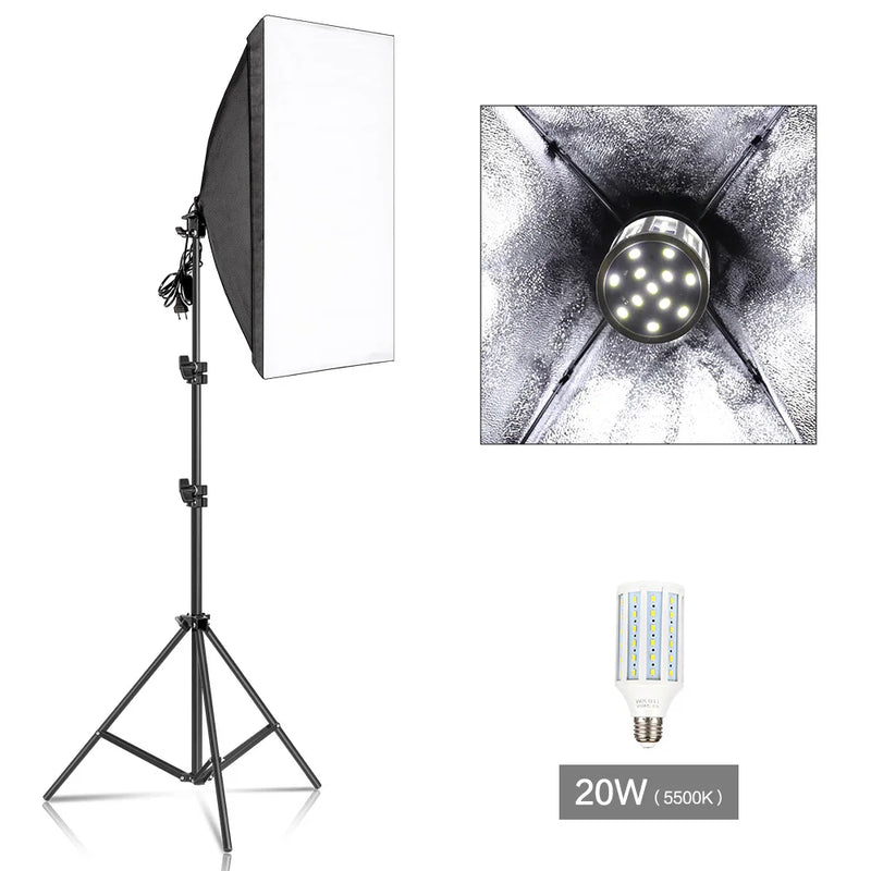 Photography 50x70CM Softbox Lighting Kits System Soft box Professional Continuous Light Use For Photo Studio Portrait Shooting