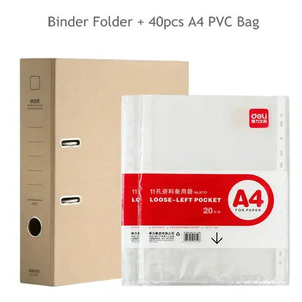 Deli Large Ring Binder A4 File Folder Kraft Paper Archivador Anillas A4 Folder For Documents Organizer Big Ring Binder Folder A4