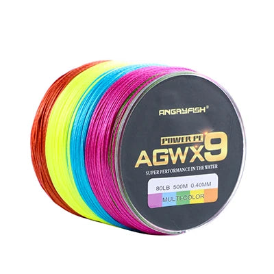 Angryfish 9 Strands Weaves Braided 500M/547YD Fishing Line Super Strong PE Line 15LB-70LB Braided Fishing Thread