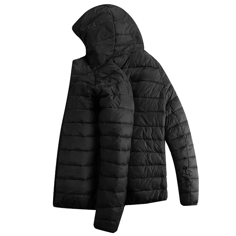Men Winter Warm USB Heating Jackets Smart Thermostat Pure Color Hooded Heated Clothing Waterproof  Warm Jackets