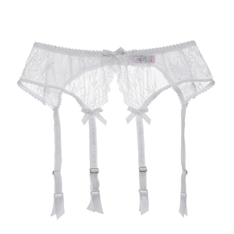 CYHWR Luxury Half Cup Lace Transparent Sexy Lingerie Ultra-thin Solid Shell Style 4 Pieces/Lots Bra Set and Garter and Stocking