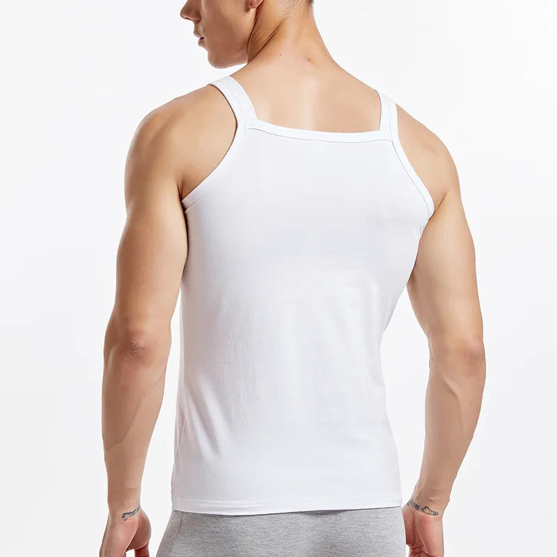 Men Undershirts Underwear Fitness Sleeveless Shirts Tank Tops Bodybuilding Muscle Vest Gym Sports Workout Breathable Casual Tee
