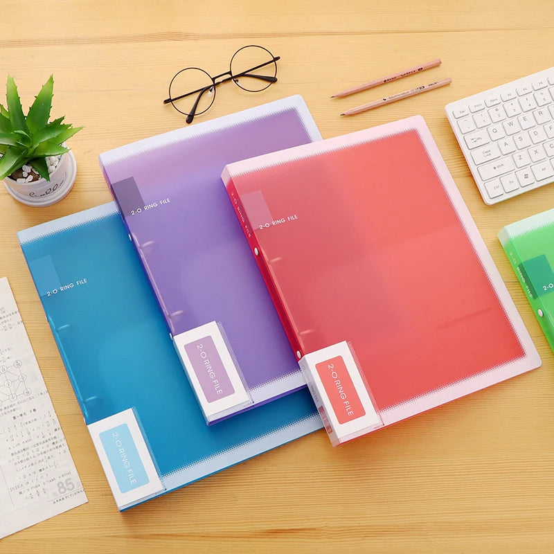 Fashion Colors Ring Binder A4 File Folder Folder 2-Rings Office Document Organizer File Storage A4 Binder Folder With Rings