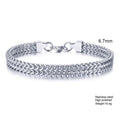 Stylish Stainless Steel Bali Foxtail Chain Bracelet for Men,Double Franco Link Chain Bracelets,Male Jewelry Gift for Dad Son