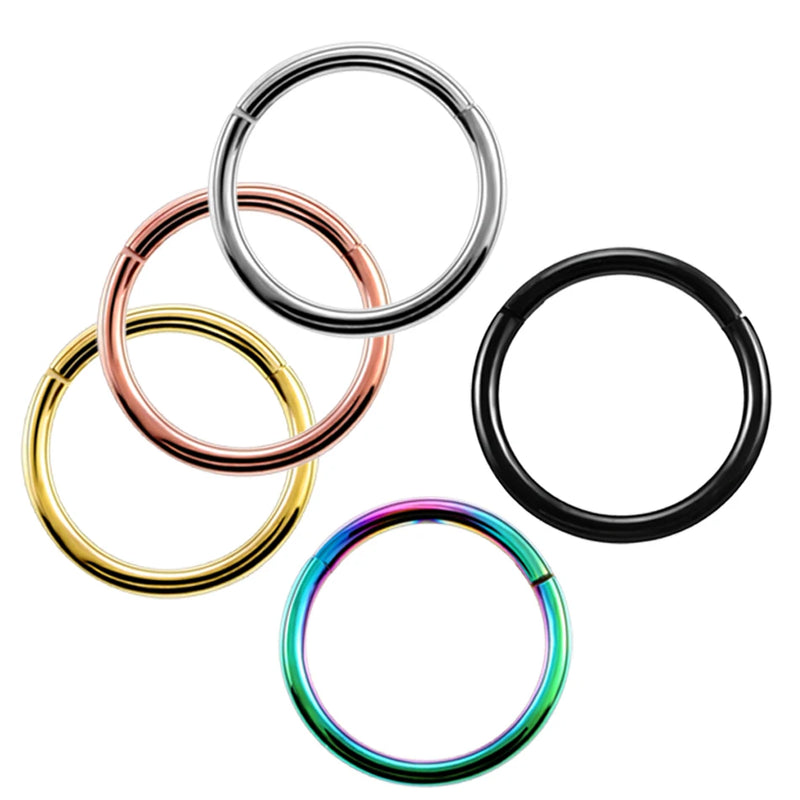 1PC G23 Titanium Septum Clicker Segment Hinged Rings Labret Lip Nose Hoop Earrings Ear Piercer 10-20G TITANIUM PIERC JEWELRI